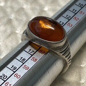 Sterling Silver 925 Amber Ring – UV Reactive – 3.6g
